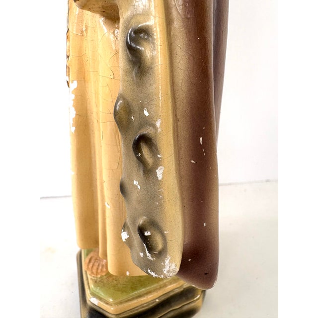 Beige Mid-Century Infant Jesus of Prague Ceramic Sculpture – Religious Folk Art 11” For Sale - Image 8 of 12