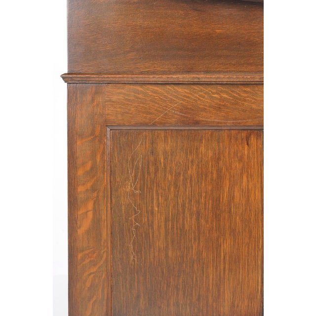 Antique Black Leather Top Oak Slanted Writing Desk For Sale - Image 13 of 16