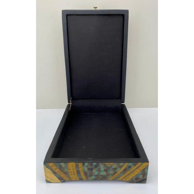 Art Deco Revival Style Figurative Lacquer Decorative Box For Sale - Image 4 of 7