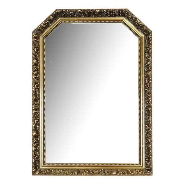 Vintage Gold Ornate Wall Mirror with Carved Details For Sale