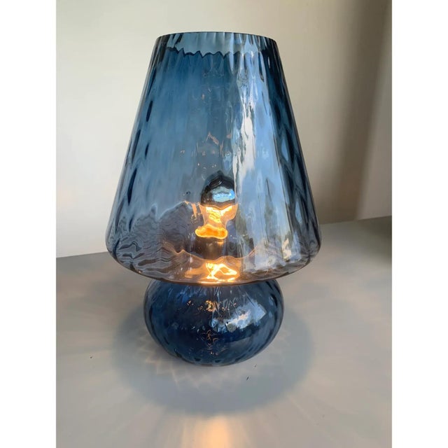 Murano-Inspired Blue Glass Lamp with Ballotton Texture by Simoeng For Sale - Image 7 of 10