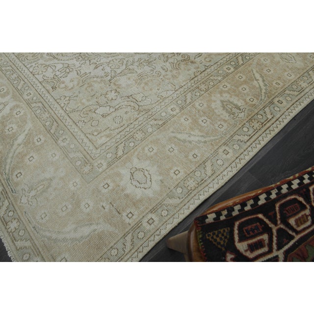 1970s Vintage Persian Handknotted Wool Beige Oversize Area Rug For Sale - Image 11 of 11