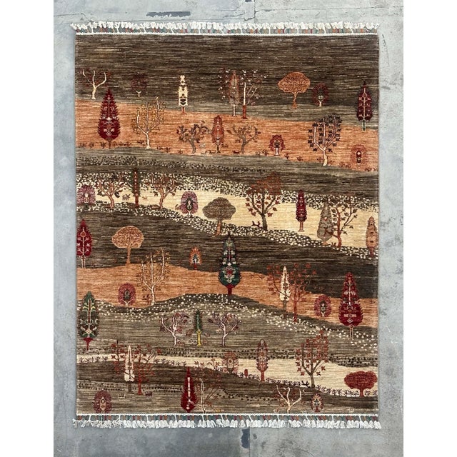 Vintage Persian Gabbeh Wool Landscape Rug – 152x200 Cm For Sale - Image 11 of 18