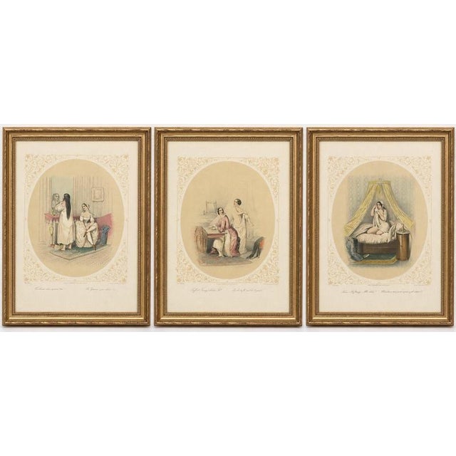 Title: set of three erotic boudoir lithographs, berlin, circa 1850 description: a rare and highly decorative set of three...