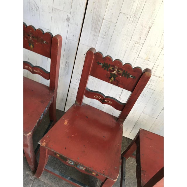 Antique Painted Wooden Dining Chairs, Set of 4 For Sale - Image 5 of 12