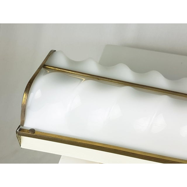 Gold Large White Acrylic Glass, Metal & Brass Wall Lamp from Italian Cinema, 1950s For Sale - Image 8 of 13