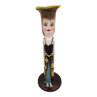 Vintage Susan Paley by Gantz Handpainted Ceramic Bella Casa Candlestick For Sale