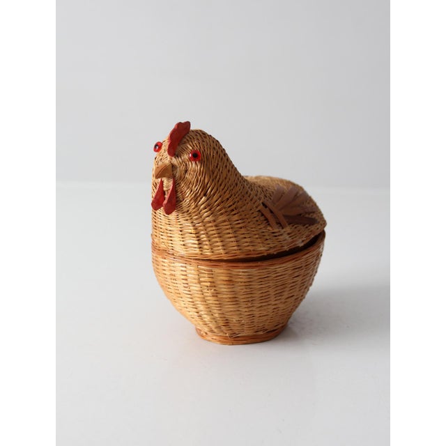 Vintage Wicker Chicken Basket For Sale - Image 9 of 10