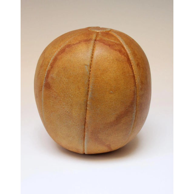 Rustic Vintage German Patinated Leather Medicine Ball For Sale - Image 3 of 13
