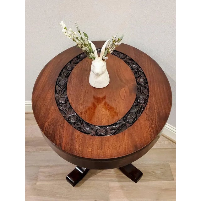19th Century 19th Century Carved Rosewood Oval Centre Entry Table For Sale - Image 5 of 11