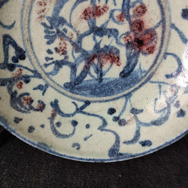 Ceramic Chinese Ceramic Plate,Blue and White Porcelain Plate Hand Painted Flowers Pattern For Sale - Image 7 of 11