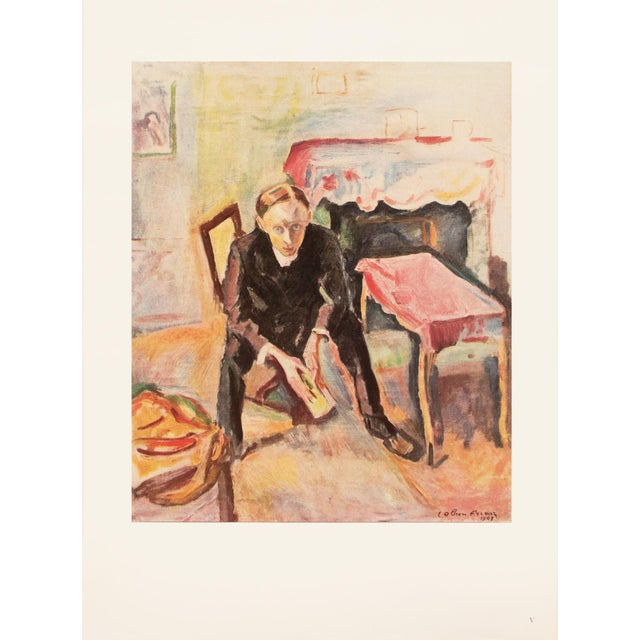 Raspberry Pink 1943 After Othon Friesz "Portrait of Fernand Fleuret", First Edition Parisian Offset Lithograph For Sale - Image 8 of 8
