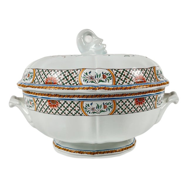 Round Rouen Sainfoin Model Soup Tureen from Gien, 1990 For Sale