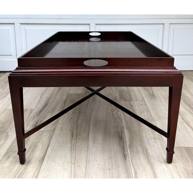 Contemporary Barbara Barry for Baker Mahogany Gallery Tray Top Coffee Table For Sale - Image 3 of 16