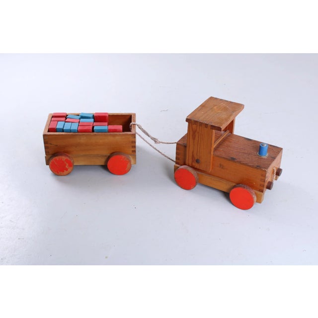 Contemporary Large Modernist Art Deco Wooden Train in the style of Ado, 1950s, Set of 2 For Sale - Image 3 of 9