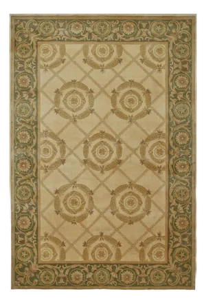 Aubusson Rug 6’1” X 9′ Beige Wool Traditional Hand-Knotted Oriental Carpet