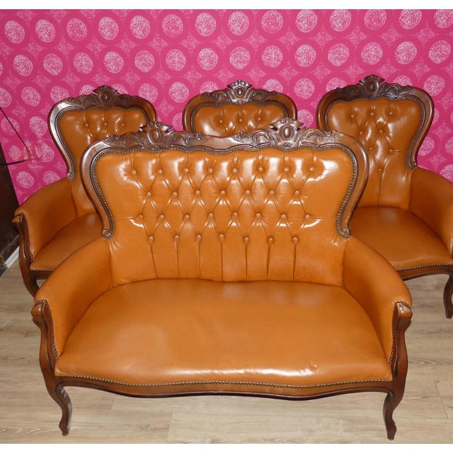 Chippendale Caramel Leather 2-Seater Sofa, 1960s For Sale - Image 11 of 13