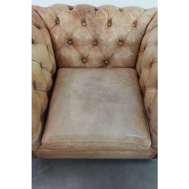 Large Chesterfield Club Chair in Cowhide Leather For Sale - Image 6 of 14