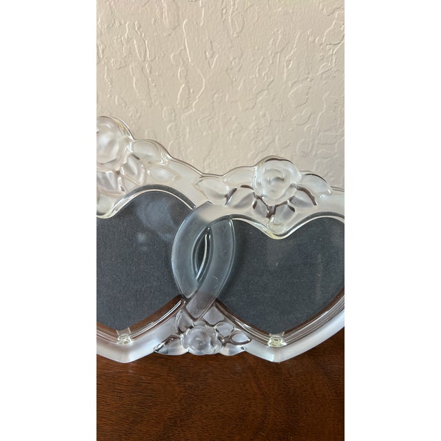 Vintage Mikasa Double Heart Glass Picture Frame For Sale - Image 4 of 7