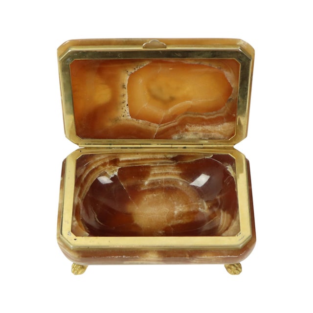 Vintage Italian Jewelry Box in Alabaster with Gold Lions Paws, 1960s For Sale - Image 9 of 13