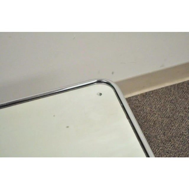 Mid Century Modern Baughman Style Tubular Chrome Glass Mirror Accent Side Table For Sale - Image 9 of 11