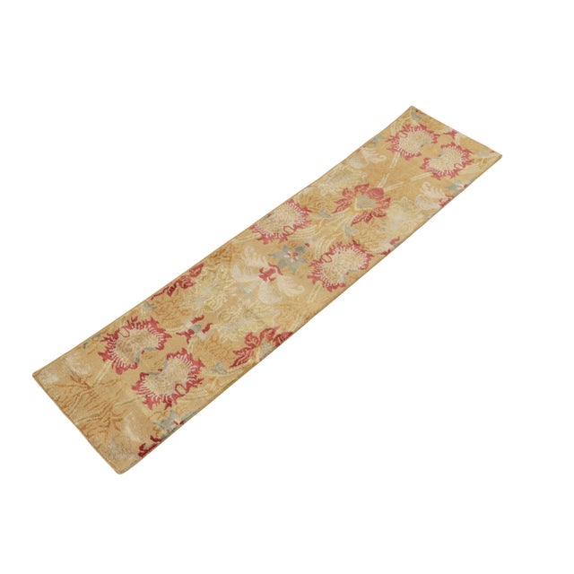 Modern Spanish European Style Runner in Gold, Red & Gray Floral Pattern by Rug & Kilim For Sale - Image 3 of 6