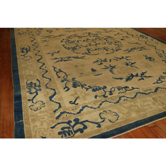 Fine Beige Blue Antique Indo-Chinese Rug - 6'6" x 9'4" For Sale - Image 13 of 18