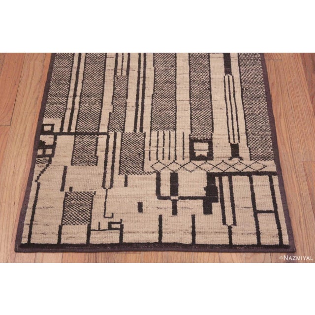 Nazmiyal Collection Light Cream Color Tribal Geometric Contemporary Runner Rug For Sale In New York - Image 6 of 6