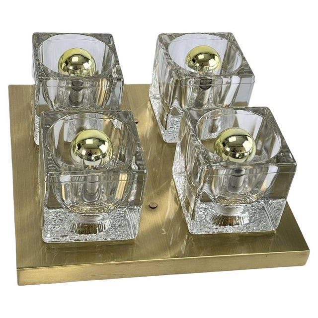 Glass Ice Cube Flushmount attributed to Peill & Putzler, 1970s For Sale - Image 11 of 11