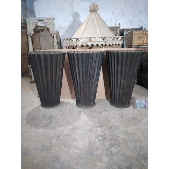 Metal Vintage Old World Bronze Fluted Planter For Sale - Image 7 of 9