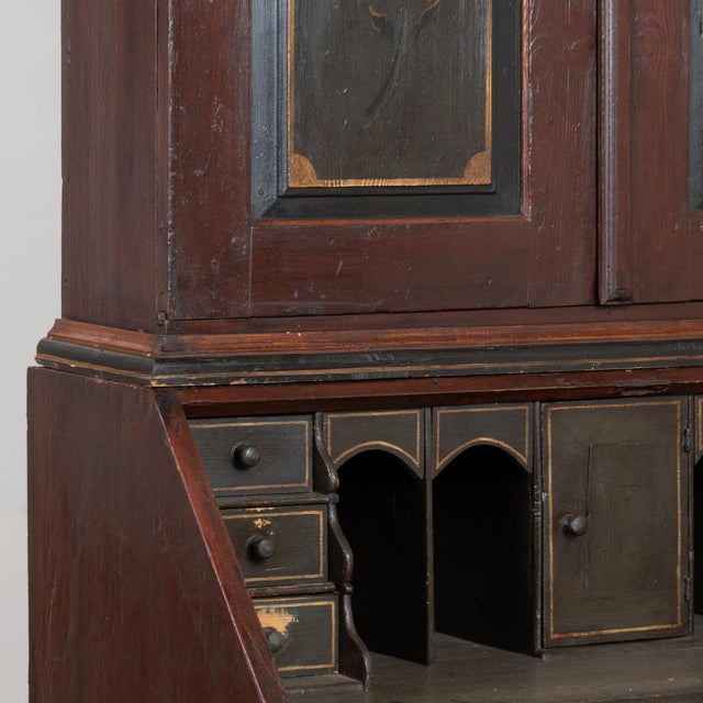 Wood 19th Century Original Painted Swedish Secretary Dated 1807 For Sale - Image 7 of 11