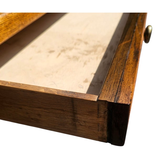 Vintage Oak Herringbone Design Parquetry Writing Desk by Centuryn No 5d For Sale In Washington DC - Image 6 of 10