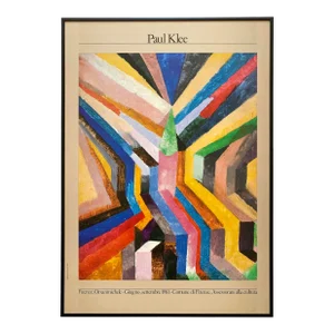 Paul Klee Vintage 1981 Modernist Lithograph Print Framed Italian Exhibition Poster " Green Church and Steeple " 1917