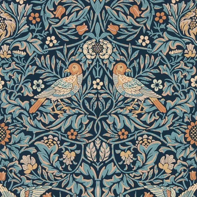 Morris & Co Bird Wallpaper in Webbs Blue - a Sample For Sale