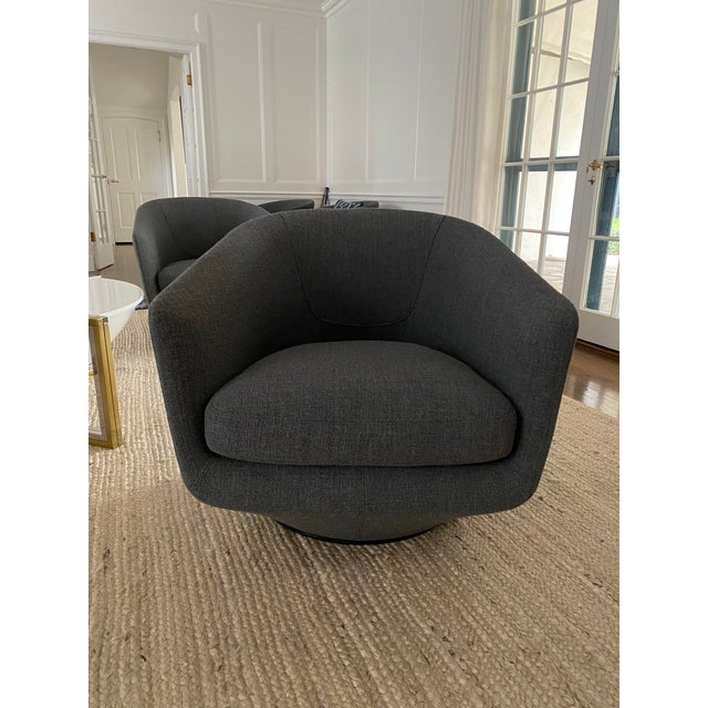 Textile Four Design Within Reach Benson U Turn Swivel Chairs in Pumice Pebble Weave For Sale - Image 7 of 9