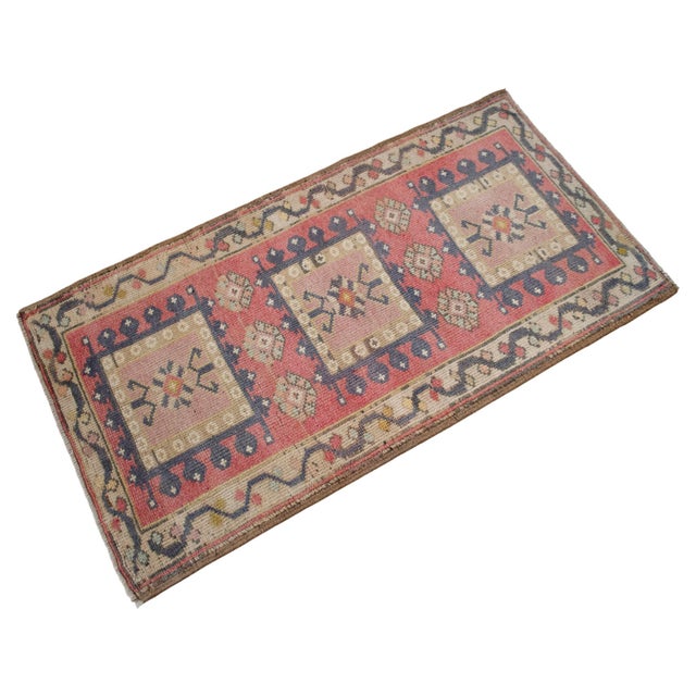Hand Knotted Door Mat, Entryway Rug, Bath Mat, Kitchen Decor, Small Rug, Turkish Rug - 1′9″ × 4′6″ For Sale - Image 4 of 14