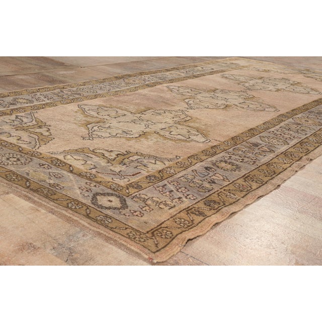 Tan Vintage Turkish Oushak Rug, 05'02 X 10'09 For Sale - Image 8 of 10