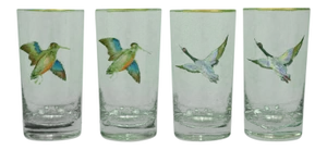 Set of 4 Hand-Painted Gamebird Highball Glasses