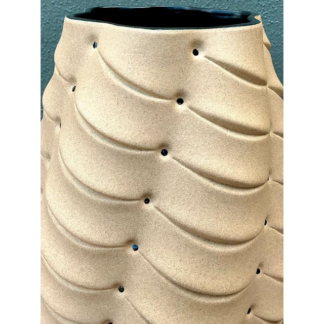 Sand Vintage Sculptural Ceramic Vase With Crystal Points For Sale - Image 8 of 12