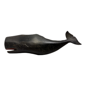 Hand Carved Wooden Sperm Whale W/ Teeth Wall Sculpture