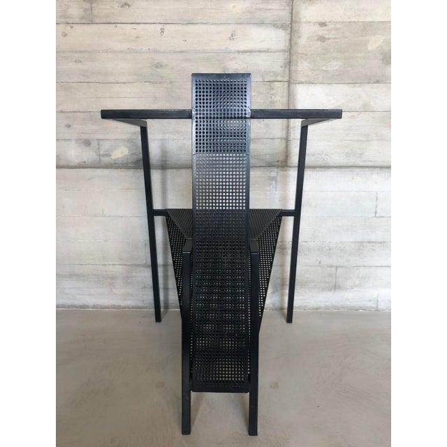 Black Vintage Sculptural Occasional Chair in Black Steel and Perforated Metal, 1980s For Sale - Image 8 of 12