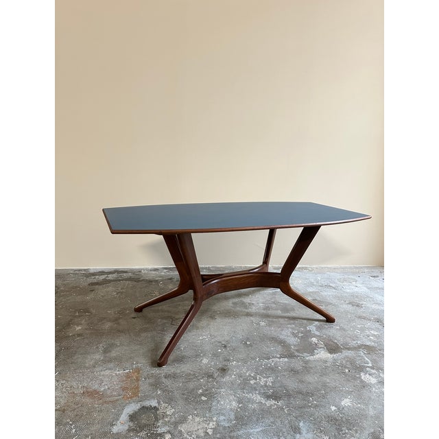 Wood Table with Petrol Blue Formica Top, 1960s For Sale - Image 7 of 10