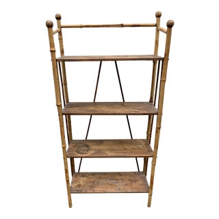 Antique Burnt Bamboo Shelf For Sale