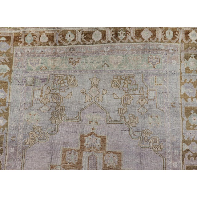 Layered Medallion Oushak Vintage Rug From Turkey With Floral Motifs 5'8 X 9'5 For Sale - Image 12 of 14