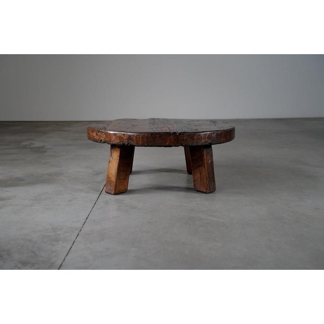 Rustic Round Dark Oak Coffee Table, Netherlands, 1960s For Sale - Image 4 of 11
