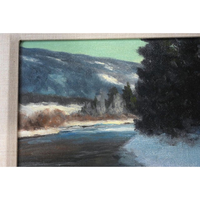 American Stephen Day "River View - Winter" 2000 Original Oil Painting, Signed, Framed For Sale - Image 3 of 8
