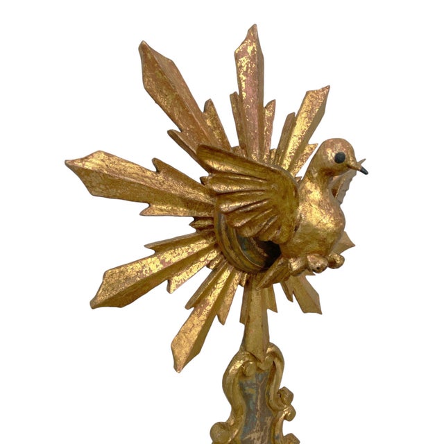 Vintage Impressive European Carved Wood Bird Sculpture on Finial 20" H For Sale In New York - Image 6 of 7