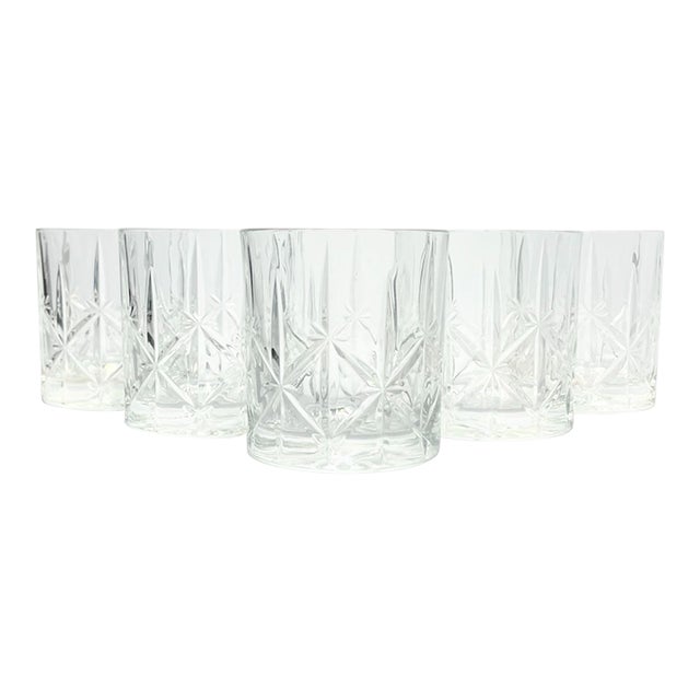 Waterford (Marquis) Sparkle” 5 Crystal Double Old Fashioned Glasses For Sale
