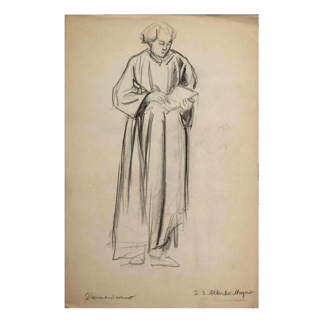 Portrait of Albertus Magnus, Original Drawing, Early 20th-Century For Sale