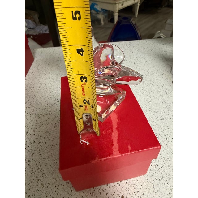 1990s Baccarat "Papillon" or Lucky Butterfly 4" Clear Crystal Made in France Nib For Sale - Image 5 of 5